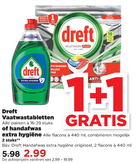 Dreft   afwasmiddel, vaatwasmiddel folder aanbieding bij  Plus - details