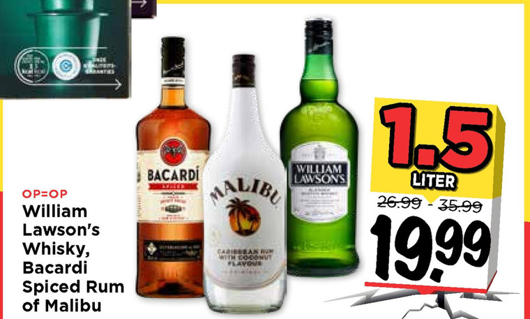 Malibu   rum, whisky folder aanbieding bij  Vomar - details