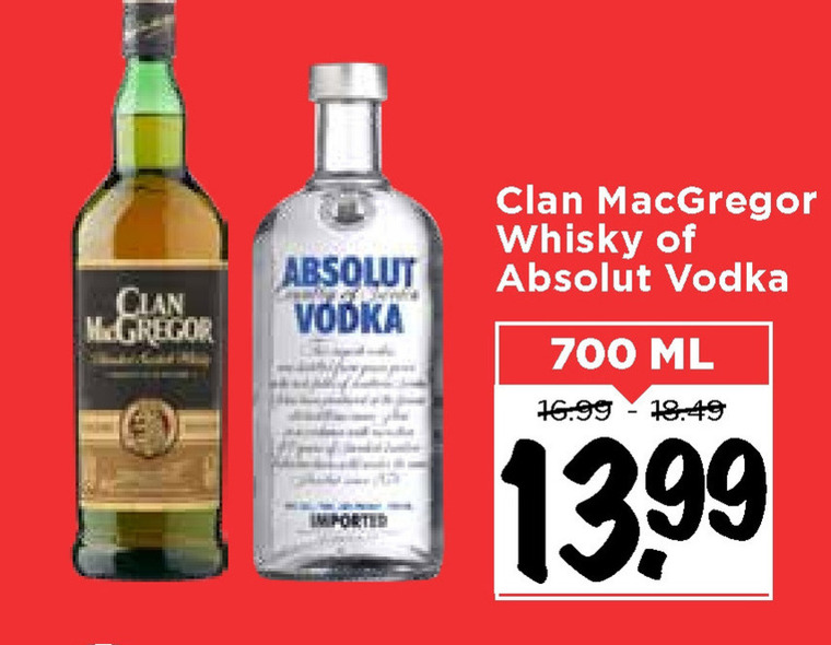 Absolut   whisky, wodka folder aanbieding bij  Vomar - details