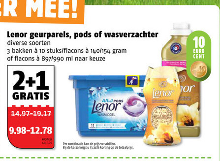 Lenor   wasmiddel, wasverzachter folder aanbieding bij  Poiesz - details