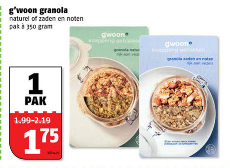 Gwoon   muesli folder aanbieding bij  Poiesz - details