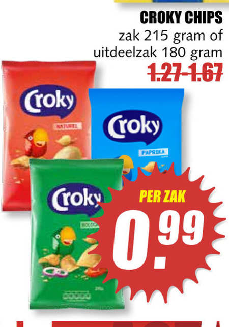 Croky   chips folder aanbieding bij  MCD Supermarkt Basis - details