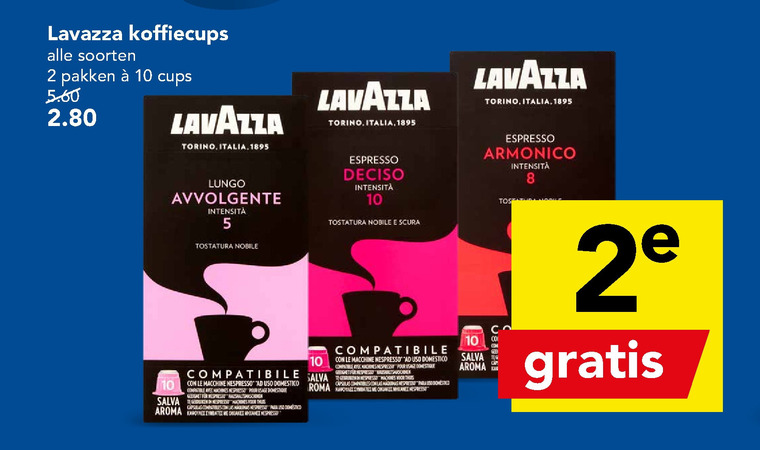 Lavazza   koffiecups folder aanbieding bij  Deen - details