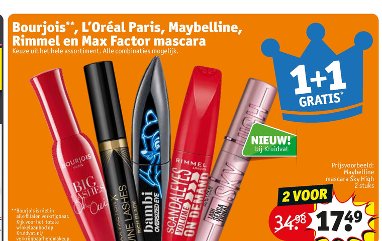 Rimmel   mascara folder aanbieding bij  Kruidvat - details