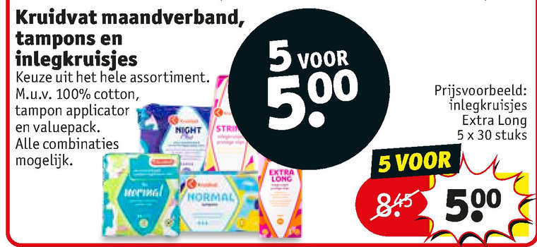 Kruidvat Huismerk   tampons, maandverband folder aanbieding bij  Kruidvat - details