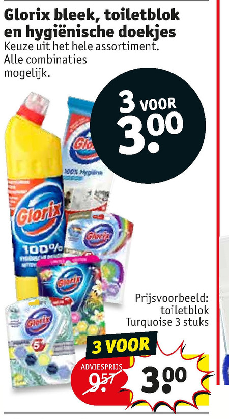 Glorix   toiletblok, bleekmiddel folder aanbieding bij  Kruidvat - details