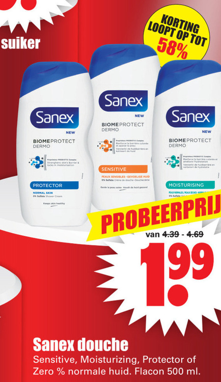 Sanex   douchegel folder aanbieding bij  Dirk - details