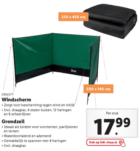 Crivit   windscherm, grondzeil folder aanbieding bij  Lidl - details