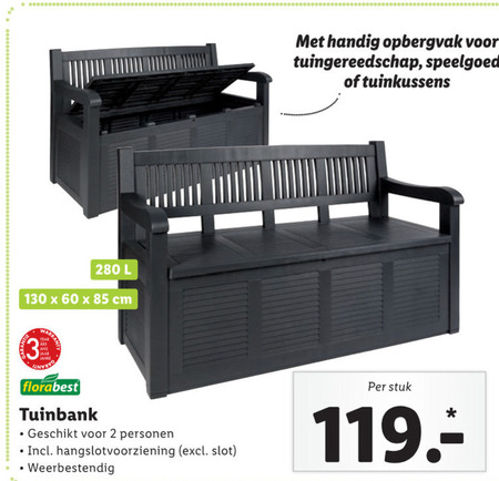 Florabest   tuinstoelkussenbox, tuinbank folder aanbieding bij  Lidl - details