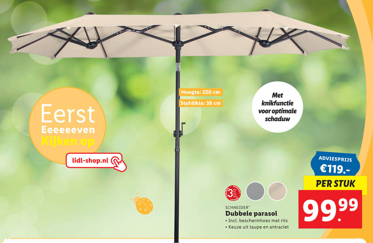 parasol folder aanbieding Lidl