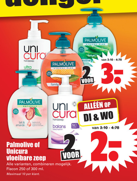 Unicura   handzeep folder aanbieding bij  Dirk - details