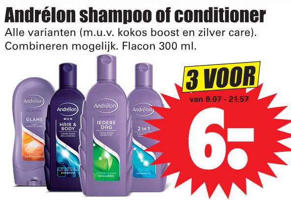 Andrelon   conditioner, shampoo folder aanbieding bij  Dirk - details