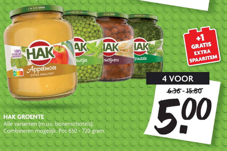 Hak   groenteconserven, appelmoes folder aanbieding bij  Dekamarkt - details