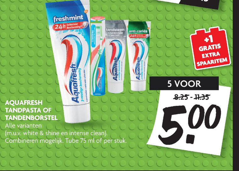 Aquafresh   tandenborstel, tandpasta folder aanbieding bij  Dekamarkt - details