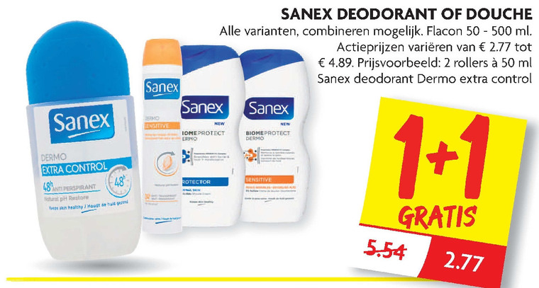 Sanex   douchegel, deodorant folder aanbieding bij  Dekamarkt - details