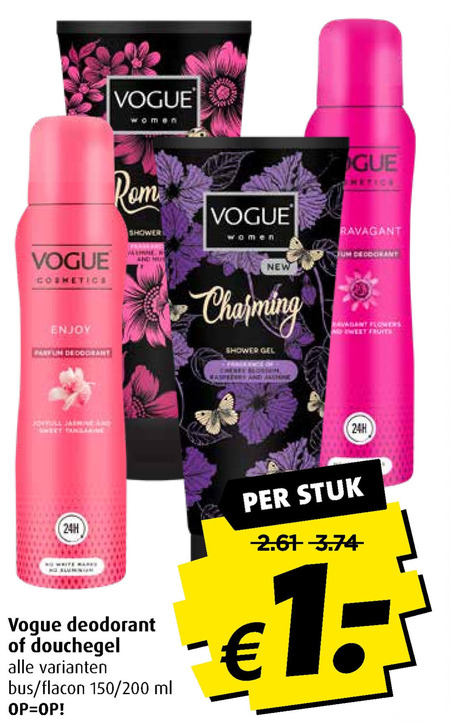 Vogue   deodorant, douchegel folder aanbieding bij  Boni - details