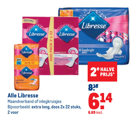 Libresse   maandverband, inlegkruisjes folder aanbieding bij  Makro - details