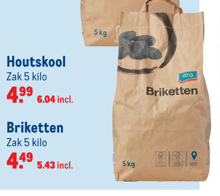 Aro   briketten, houtskool folder aanbieding bij  Makro - details