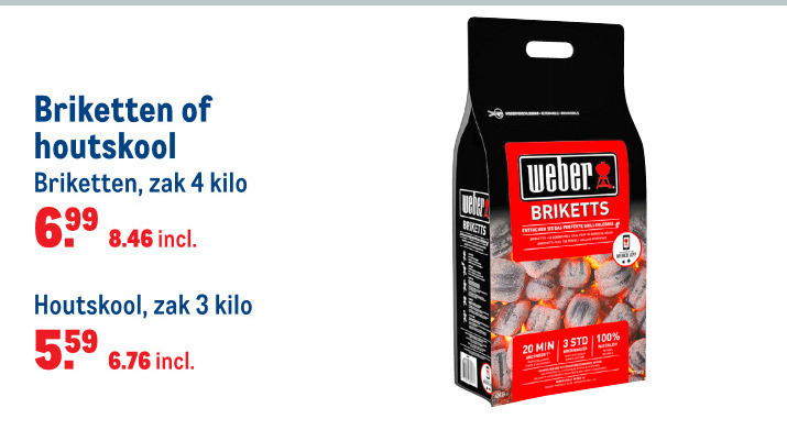 Weber   briketten, houtskool folder aanbieding bij  Makro - details