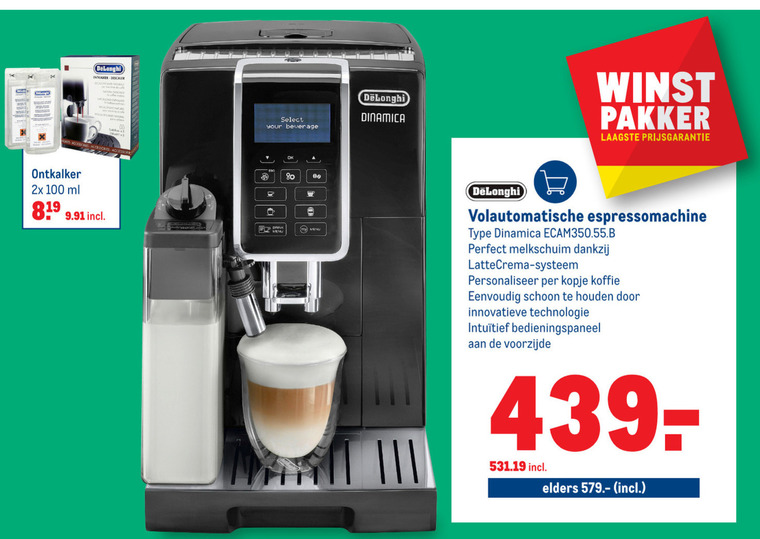 DeLonghi   espressoapparaat folder aanbieding bij  Makro - details