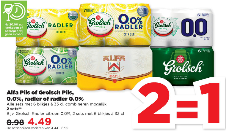 Alfa   radler bier, blikje bier folder aanbieding bij  Plus - details