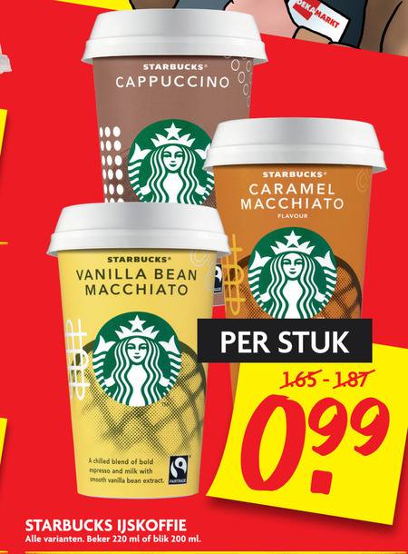 Starbucks   ijskoffie folder aanbieding bij  Dekamarkt - details