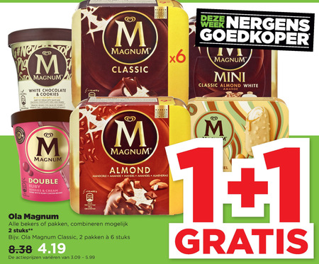 Magnum   ijsspecialiteit, ijslollies folder aanbieding bij  Plus - details