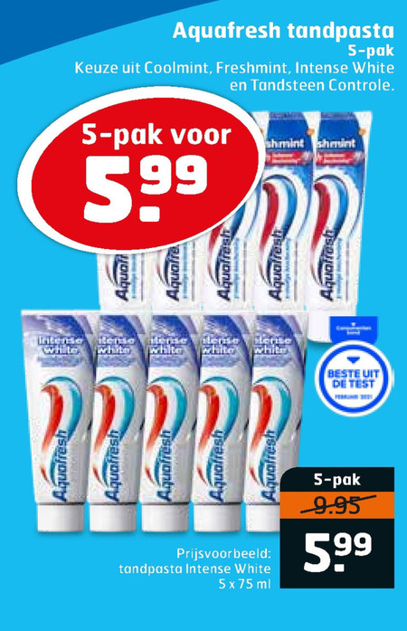 Aquafresh   tandpasta folder aanbieding bij  Trekpleister - details