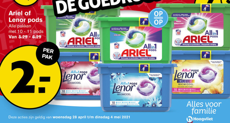 Lenor   wasmiddel folder aanbieding bij  Hoogvliet - details