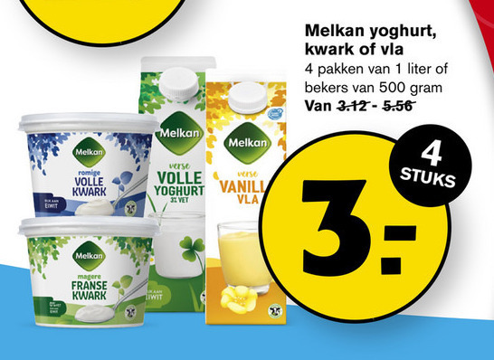 Melkan   vla, yoghurt folder aanbieding bij  Hoogvliet - details