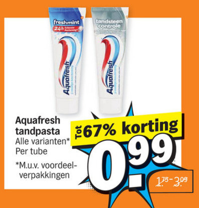 Aquafresh   tandpasta folder aanbieding bij  Albert Heijn - details