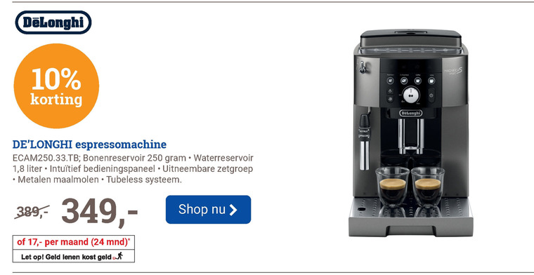 DeLonghi   espressoapparaat folder aanbieding bij  BCC - details