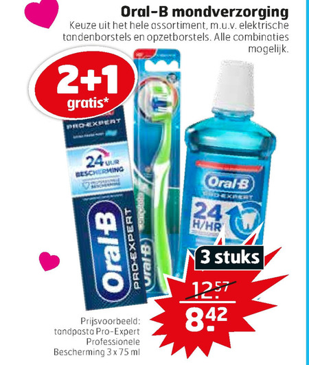 Oral-B   mondwater, tandpasta folder aanbieding bij  Trekpleister - details