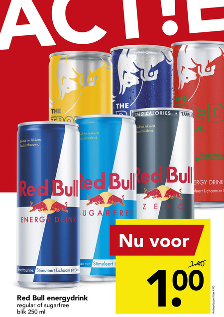 Red Bull   energiedrank folder aanbieding bij  Deen - details