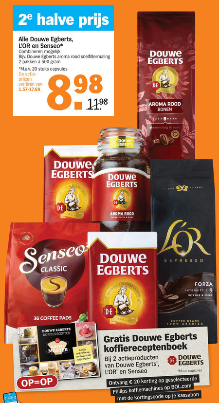 Douwe Egberts   koffie, oploskoffie folder aanbieding bij  Albert Heijn - details