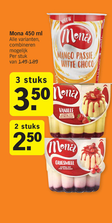 Mona   pudding folder aanbieding bij  Albert Heijn - details