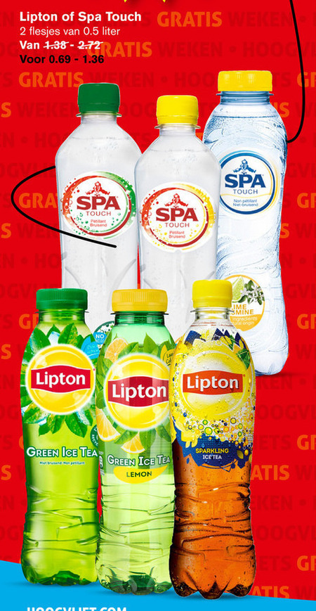 Spa en Fruit   ice tea, fruitdrank folder aanbieding bij  Hoogvliet - details