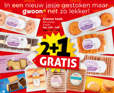 Gwoon   koek, gevulde koeken folder aanbieding bij  Hoogvliet - details