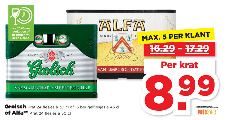 Alfa   krat bier folder aanbieding bij  Plus - details