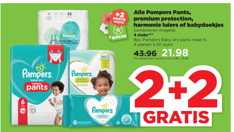 Pampers   luierbroekjes, luiers folder aanbieding bij  Plus - details