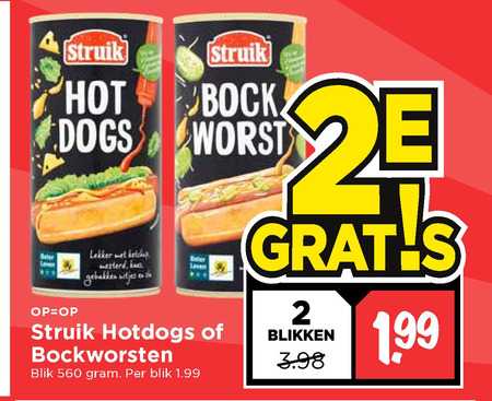 Struik   knakworst, hotdogworstjes folder aanbieding bij  Vomar - details