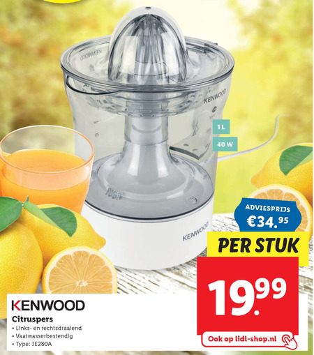 Kenwood   citruspers folder aanbieding bij  Lidl - details