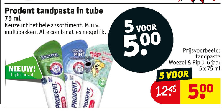 Prodent   tandpasta folder aanbieding bij  Kruidvat - details