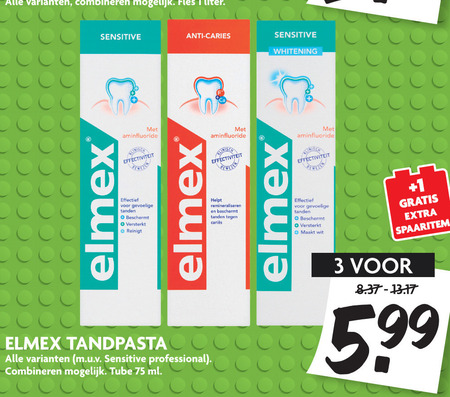 Elmex   tandpasta folder aanbieding bij  Dekamarkt - details