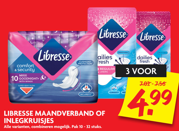 Libresse   inlegkruisjes, maandverband folder aanbieding bij  Dekamarkt - details