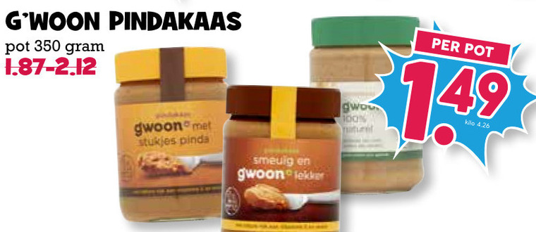 Gwoon   pindakaas folder aanbieding bij  Boons Markt - details