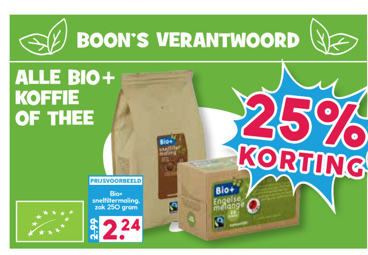 Bio Plus   thee, koffie folder aanbieding bij  Boons Markt - details