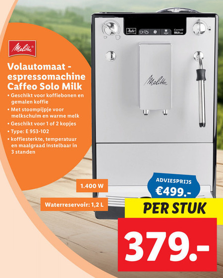 Melitta   espressoapparaat folder aanbieding bij  Lidl - details