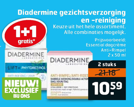 Diadermine   gezichtsverzorging, dagcreme folder aanbieding bij  Trekpleister - details