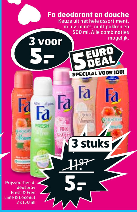 Fa   deodorant, douchegel folder aanbieding bij  Trekpleister - details